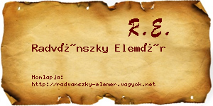 Radvánszky Elemér névjegykártya